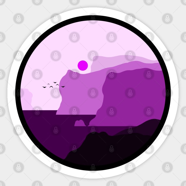 Minimalist Landscape - Purple Cliffs Sticker by The-Observatory